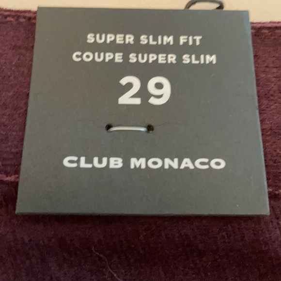 Club Monaco Super Slim Fit Corduroy Pants Burgundy - Picture 4 of 15